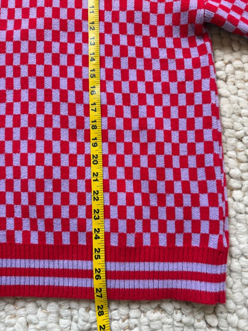 Dressed In Lala Oversized Grandpa Cardigan | Red + Lavender (L/XL) - Picture 6 of 8
